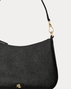 Ralph Lauren Crosshatch Leather Medium Danni Bag  -  Black
