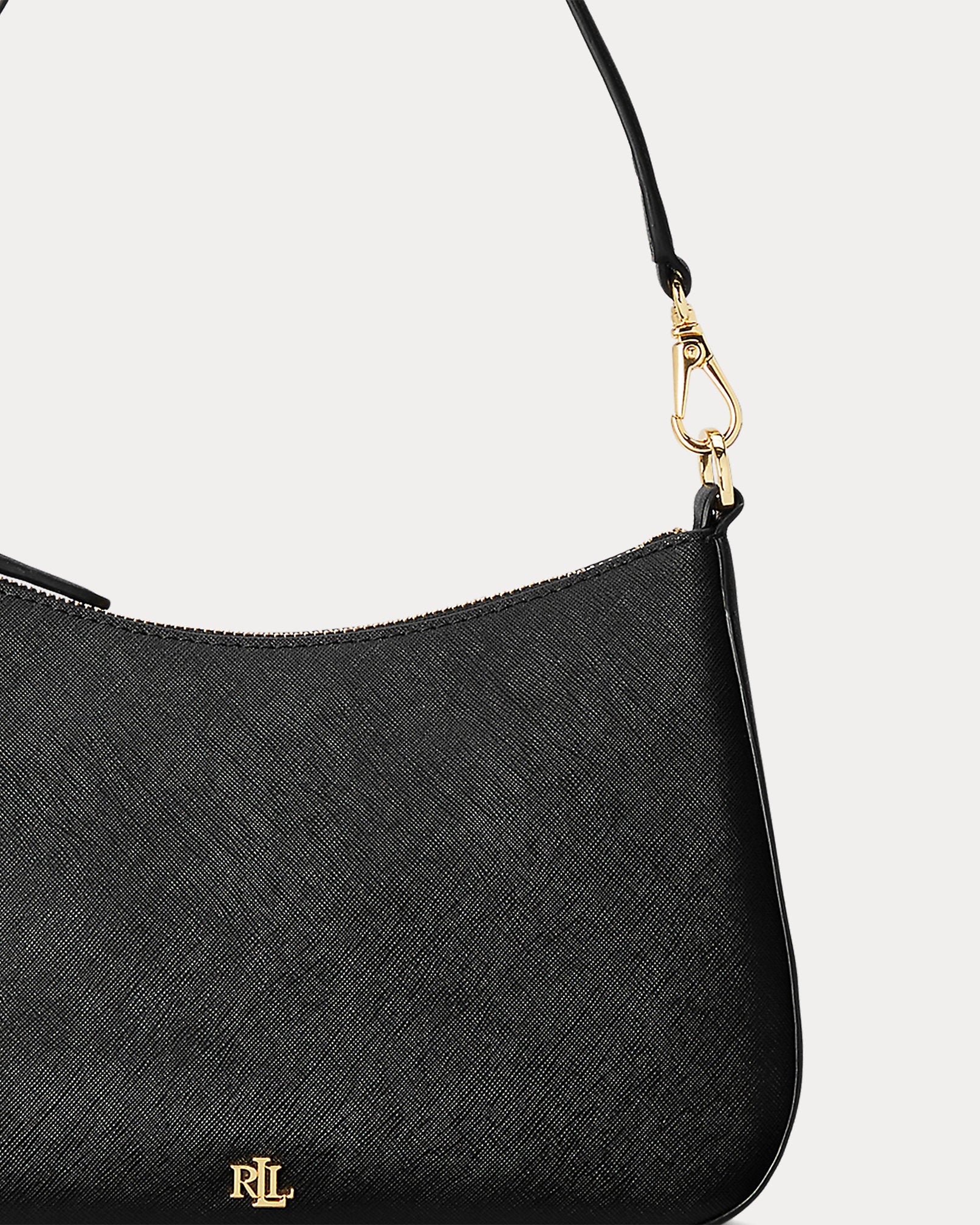 Ralph Lauren Crosshatch Leather Medium Danni Bag  -  Black