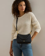 Ralph Lauren Crosshatch Leather Medium Danni Bag  -  Black