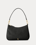 Ralph Lauren Crosshatch Leather Medium Danni Bag  -  Black