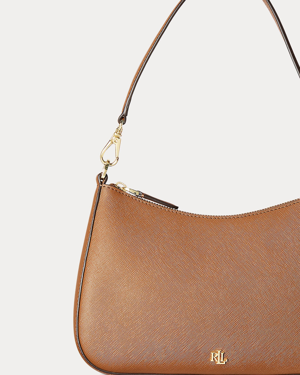 Ralph Lauren Crosshatch Leather Medium Danni Bag  -  Lauren Tan