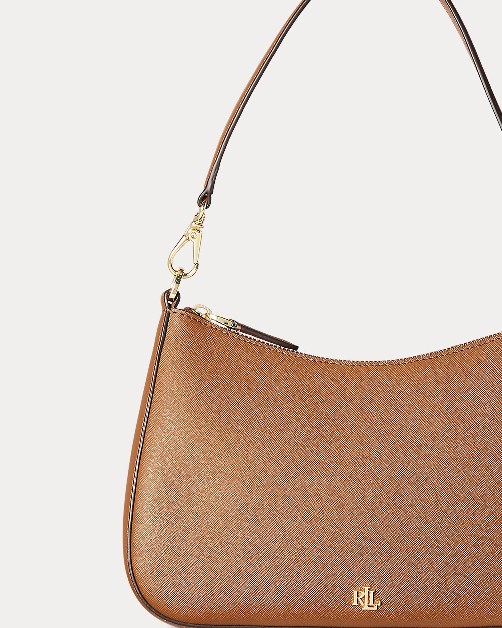Ralph Lauren Crosshatch Leather Medium Danni Bag  -  Lauren Tan