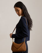 Ralph Lauren Crosshatch Leather Medium Danni Bag  -  Lauren Tan