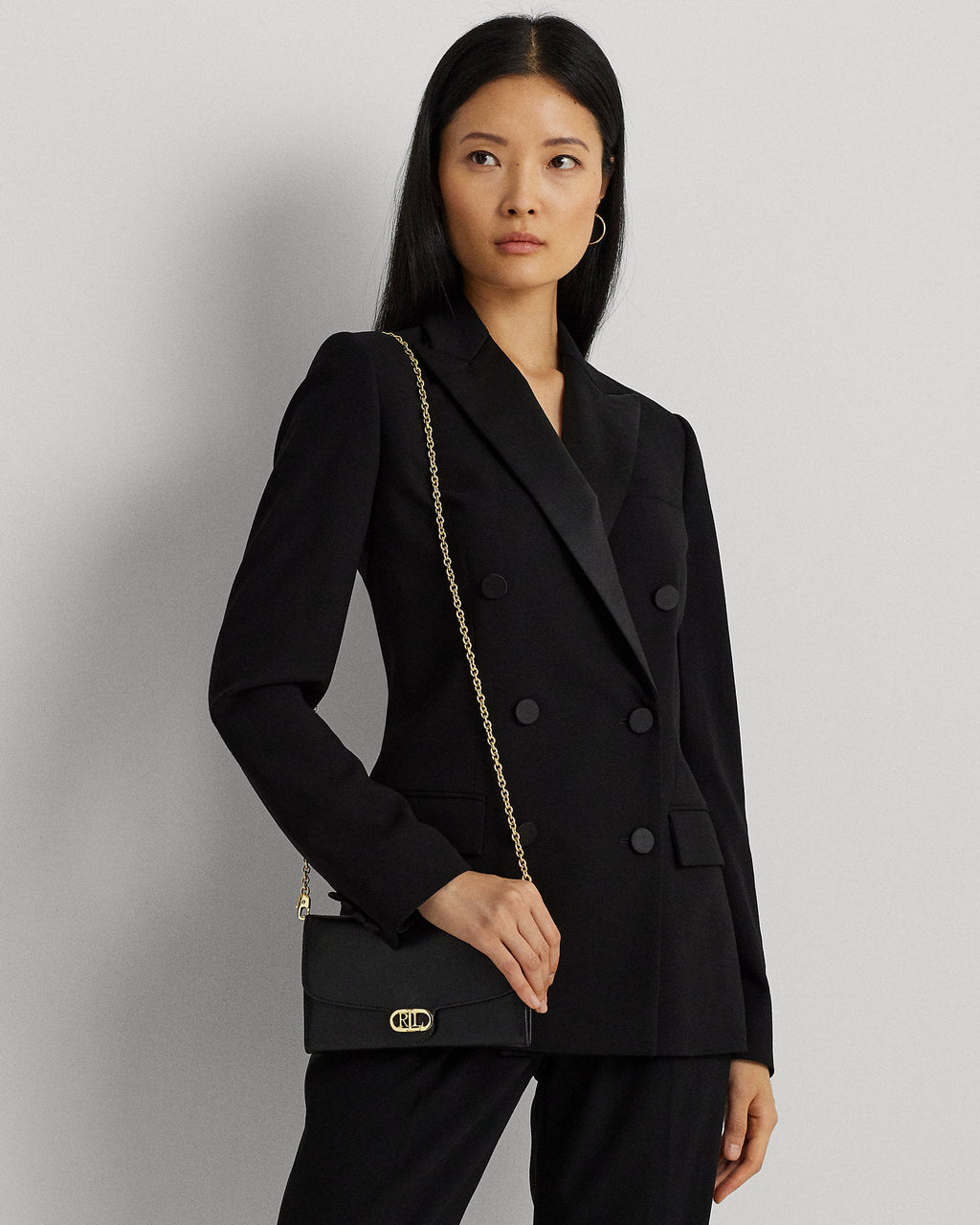 Ralph Lauren Leather Medium Adair Crossbody  -  Black