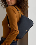 Ralph Lauren Crosshatch Leather Medium Danni Bag  -  Refined Navy