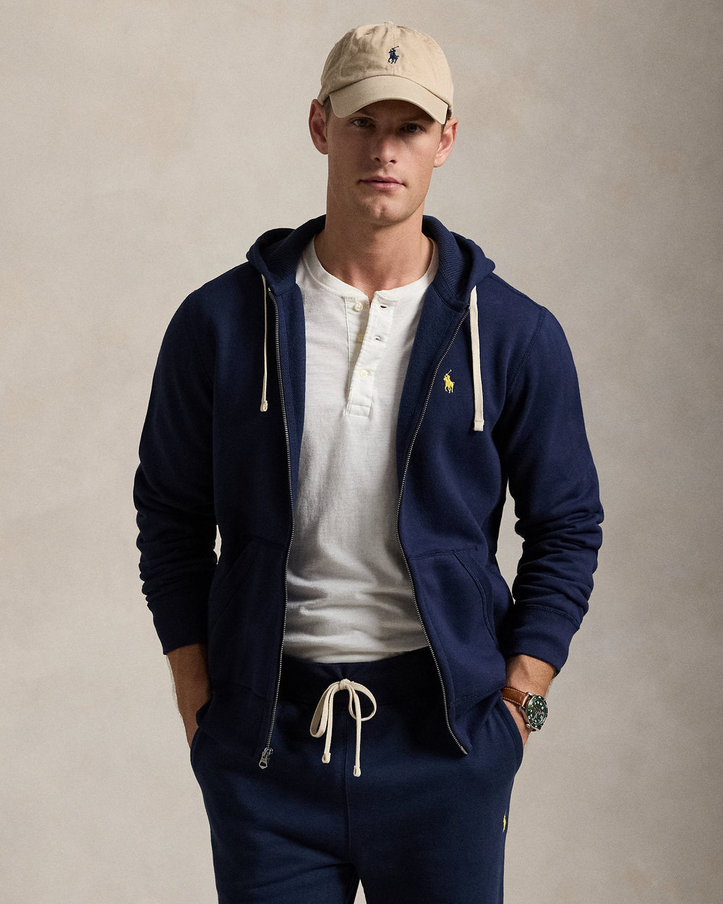 Ralph Lauren Men's Fleece Full-Zip Hoodie  -  Cruise Navy