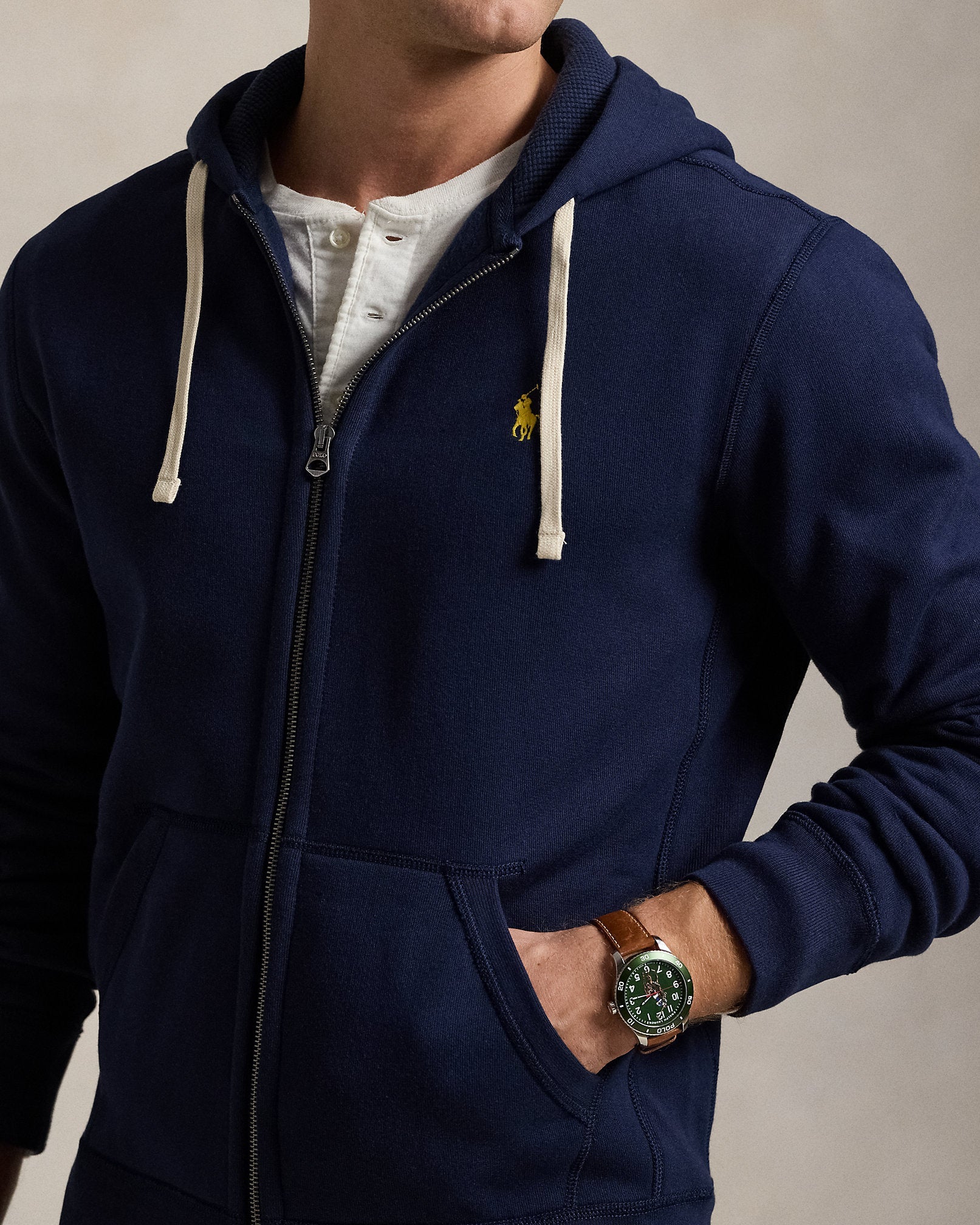 Ralph Lauren Men's Fleece Full-Zip Hoodie  -  Cruise Navy