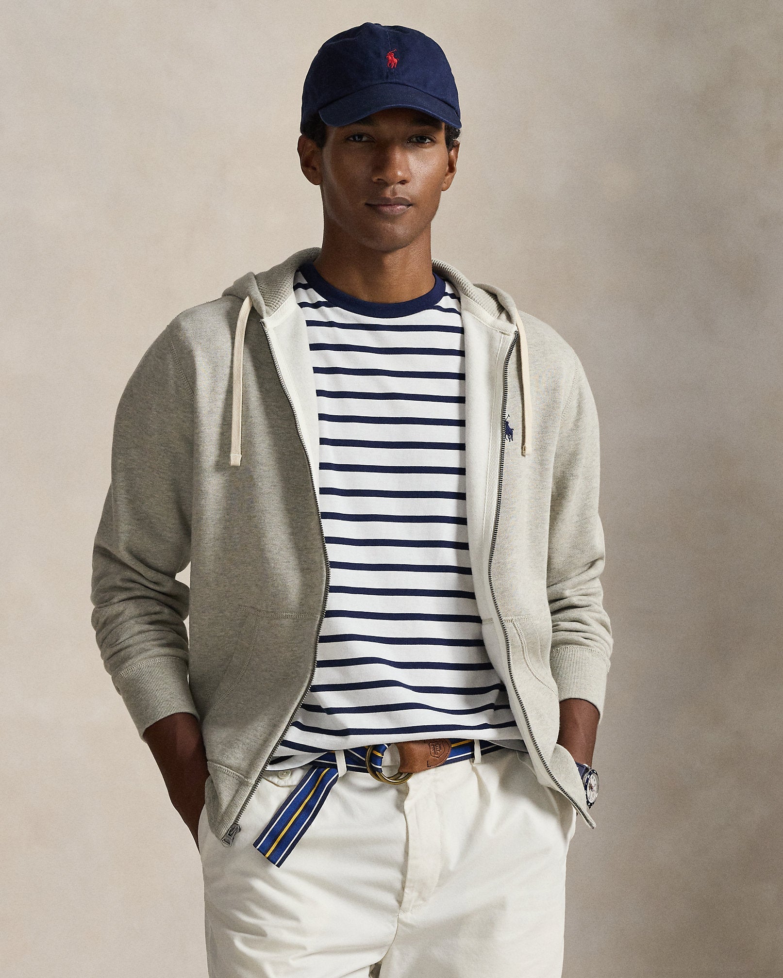 Ralph Lauren Men's Fleece Full-Zip Hoodie  -  Light Sport Heather