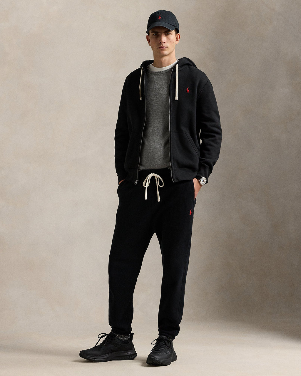 Ralph Lauren Men's Fleece Full-Zip Hoodie  -  Polo Black