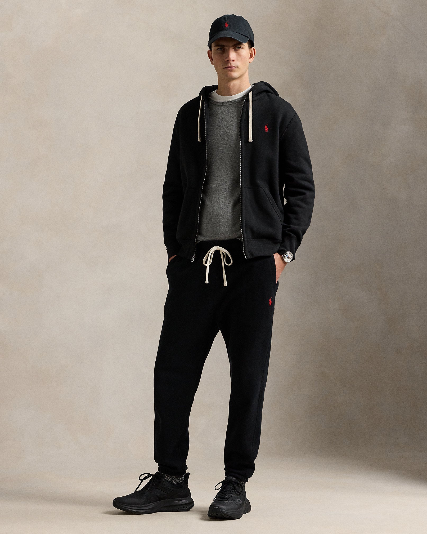 Ralph Lauren Men's Fleece Full-Zip Hoodie  -  Polo Black