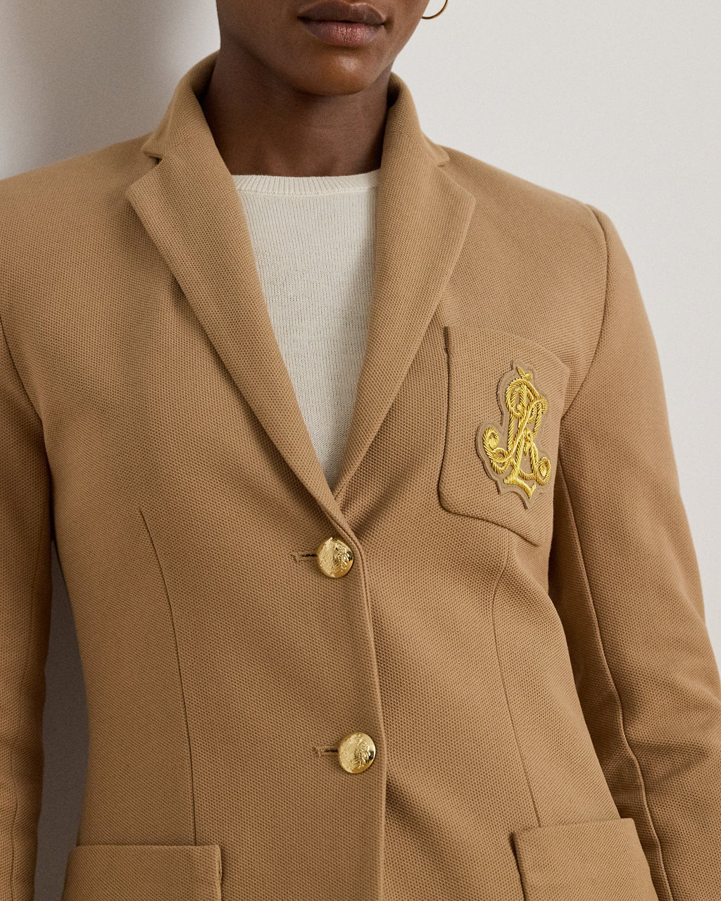 Ralph Lauren Women Bullion Jacquard Blazer  - Classic Camel
