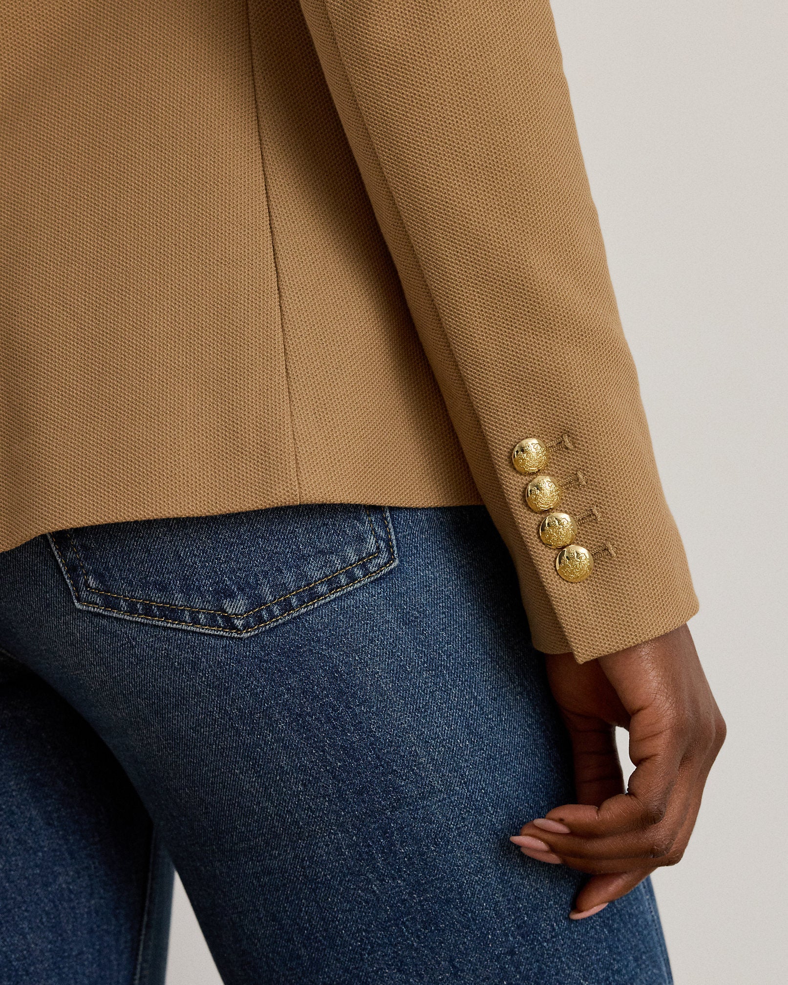 Ralph Lauren Women Bullion Jacquard Blazer  - Classic Camel