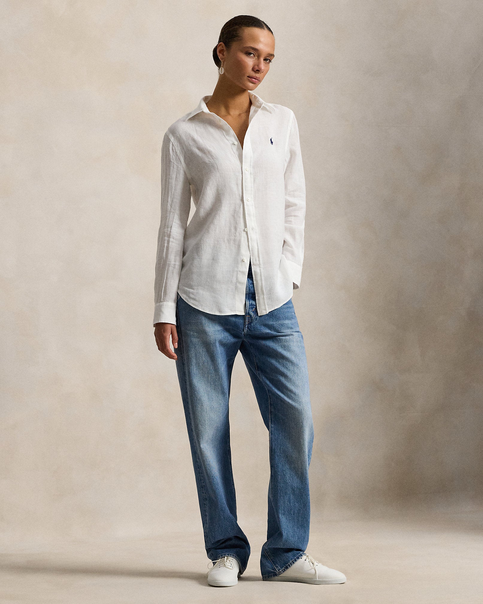 Ralph Lauren Women Classic Fit Linen Shirt Polo Ralph Lauren  -  Classic Oxford White