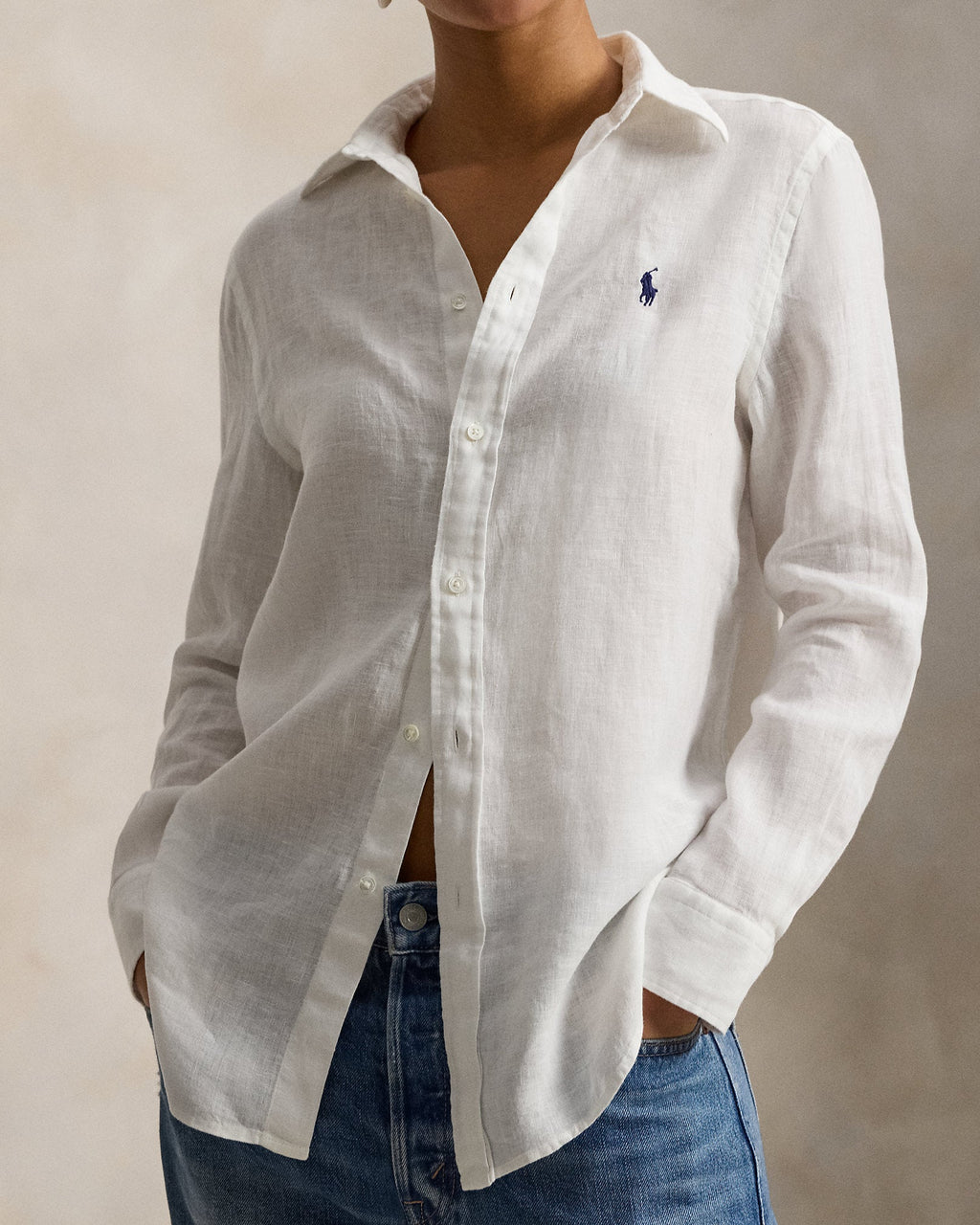 Ralph Lauren Women Classic Fit Linen Shirt Polo Ralph Lauren  -  Classic Oxford White