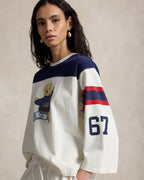 Ralph Lauren Women Polo Bear Cotton Jersey Tee  -  Warm White/Newport Navy