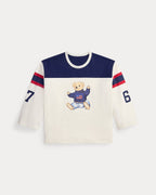 Ralph Lauren Women Polo Bear Cotton Jersey Tee  -  Warm White/Newport Navy