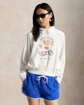 Ralph Lauren Women Shrunken Fit Polo Bear Terry Hoodie  -  White