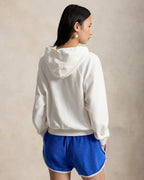 Ralph Lauren Women Shrunken Fit Polo Bear Terry Hoodie  -  White