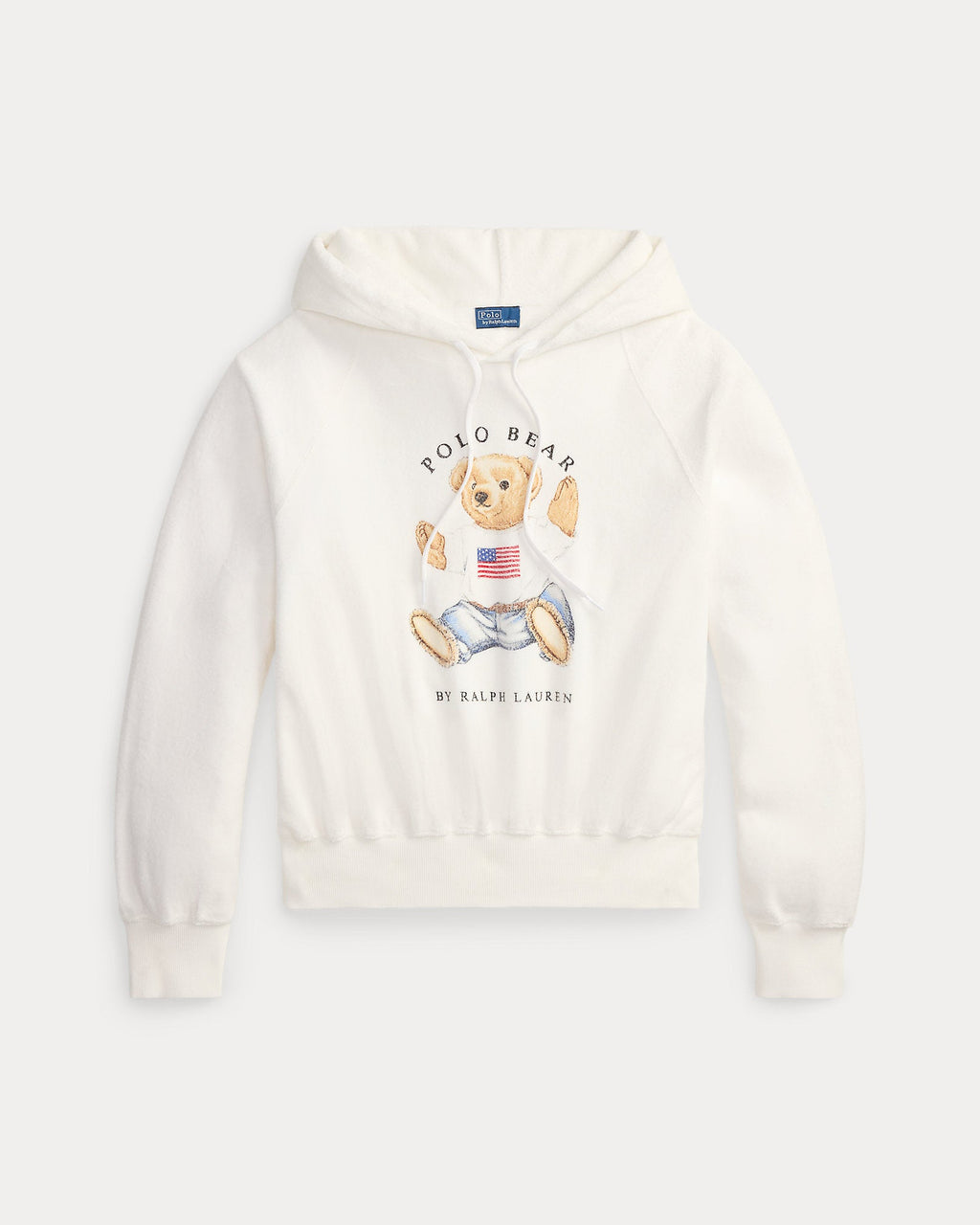 Ralph Lauren Women Shrunken Fit Polo Bear Terry Hoodie  -  White