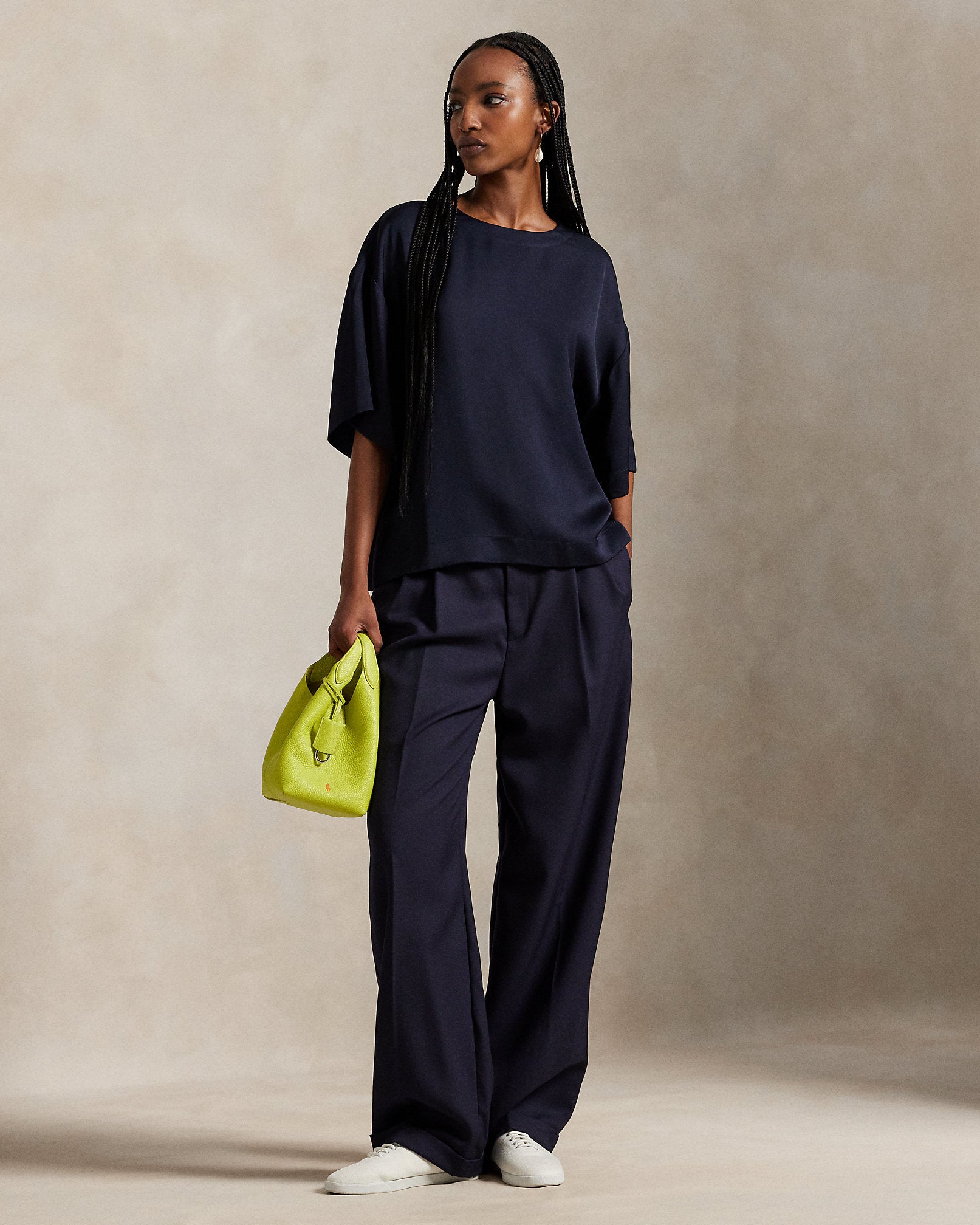 Ralph Lauren Women Oversize Satin Tee  -  Atlantic