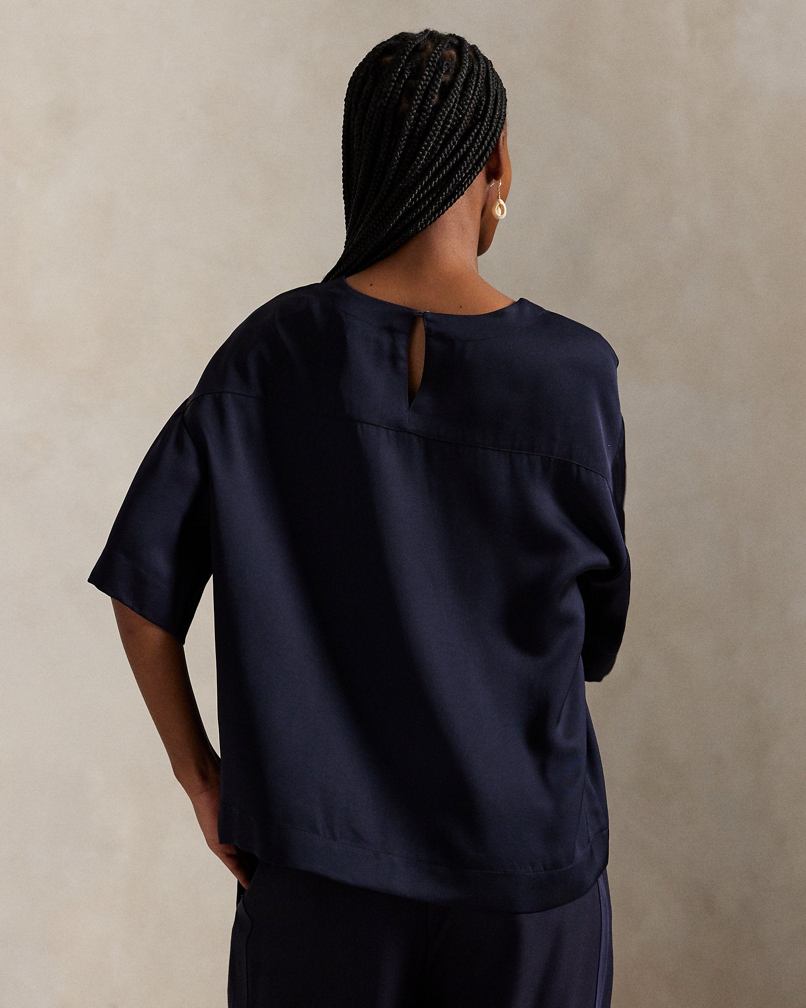 Ralph Lauren Women Oversize Satin Tee  -  Atlantic