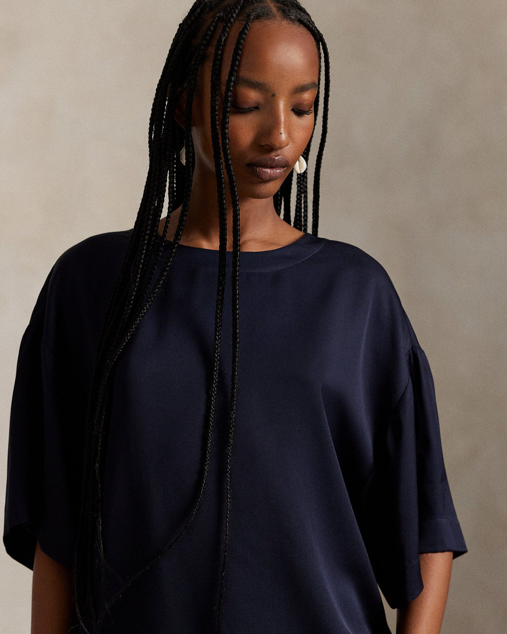 Ralph Lauren Women Oversize Satin Tee  -  Atlantic