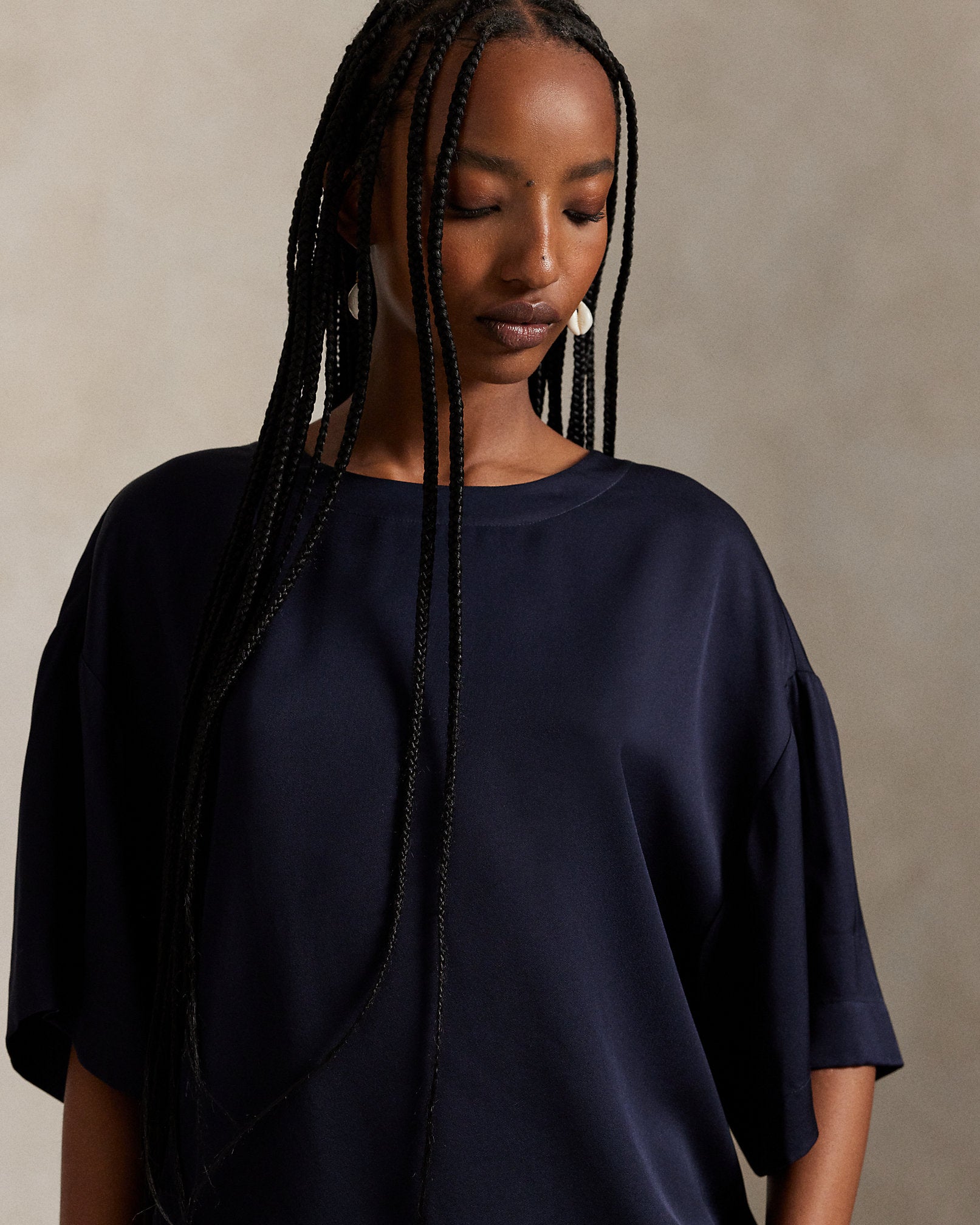 Ralph Lauren Women Oversize Satin Tee  -  Atlantic