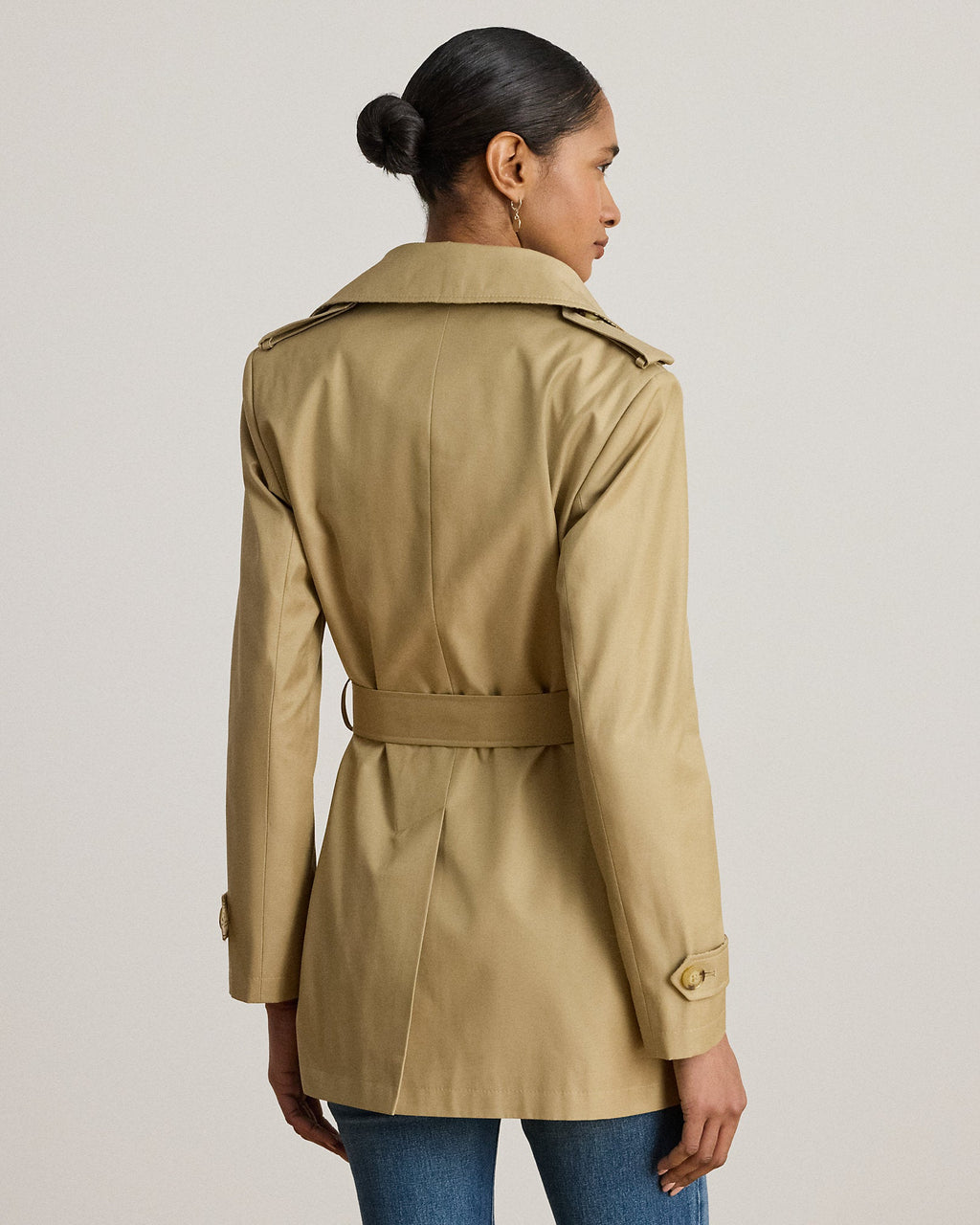 Ralph Lauren Women Double-Breasted Cotton-Blend Trench Coat  -  Birch Tan