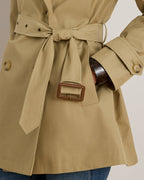 Ralph Lauren Women Double-Breasted Cotton-Blend Trench Coat  -  Birch Tan