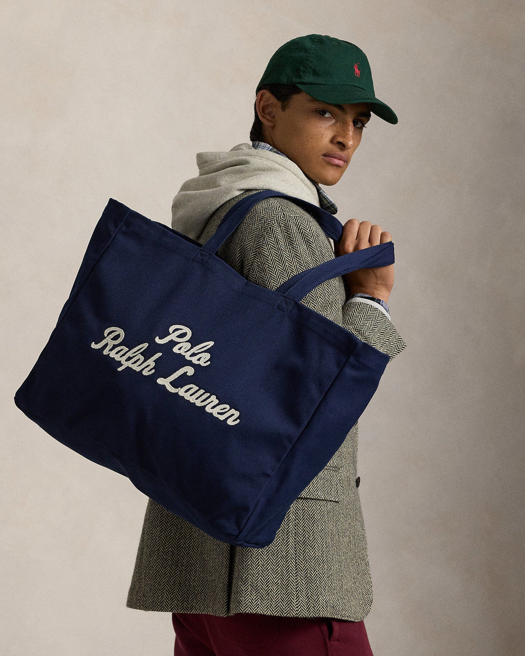 Ralph Lauren Embroidered Canvas Tote   -  Newport Navy