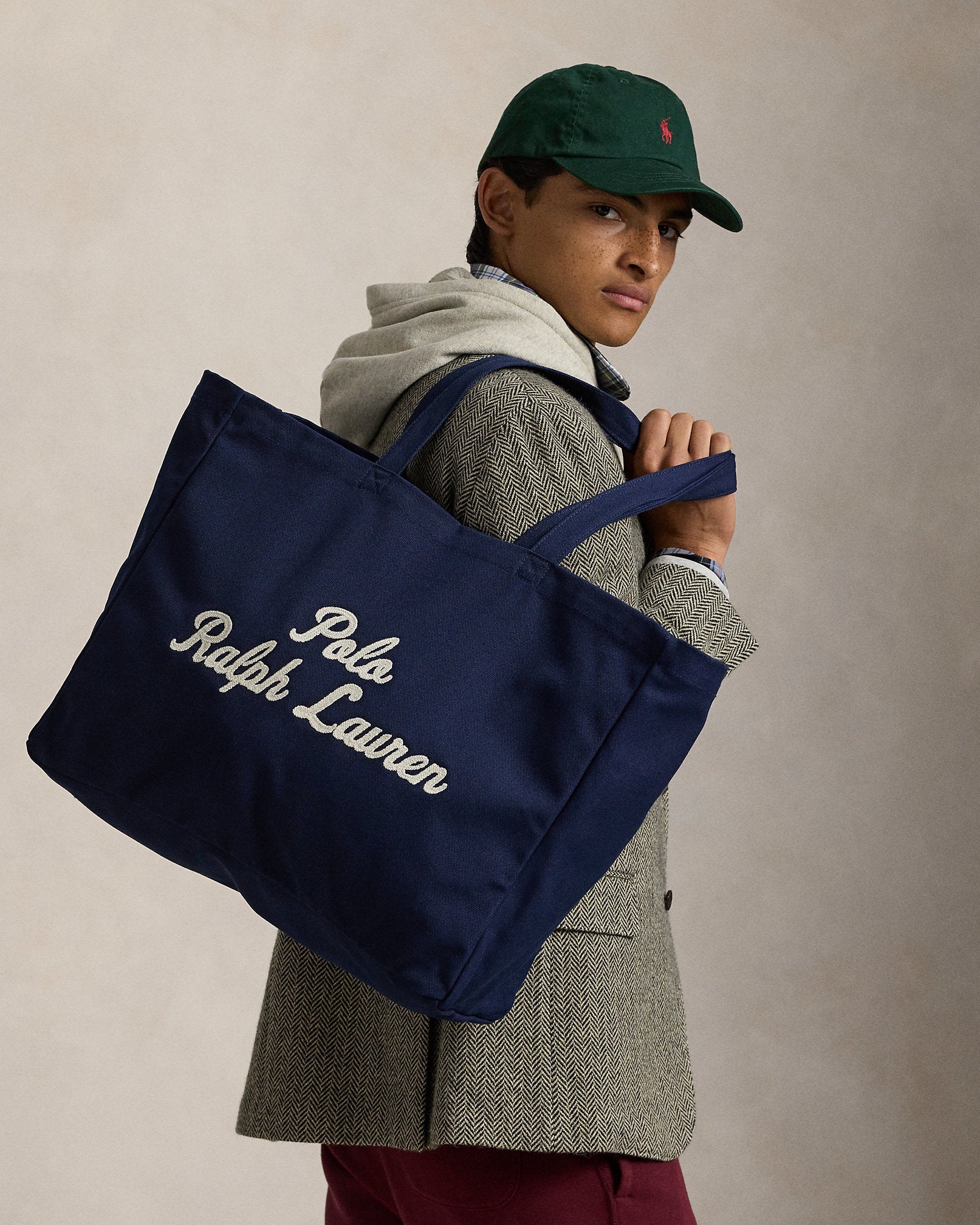 Ralph Lauren Embroidered Canvas Tote   -  Newport Navy
