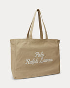 Ralph Lauren Embroidered Canvas Tote  -  Tan