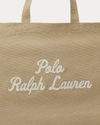 Ralph Lauren Embroidered Canvas Tote  -  Tan