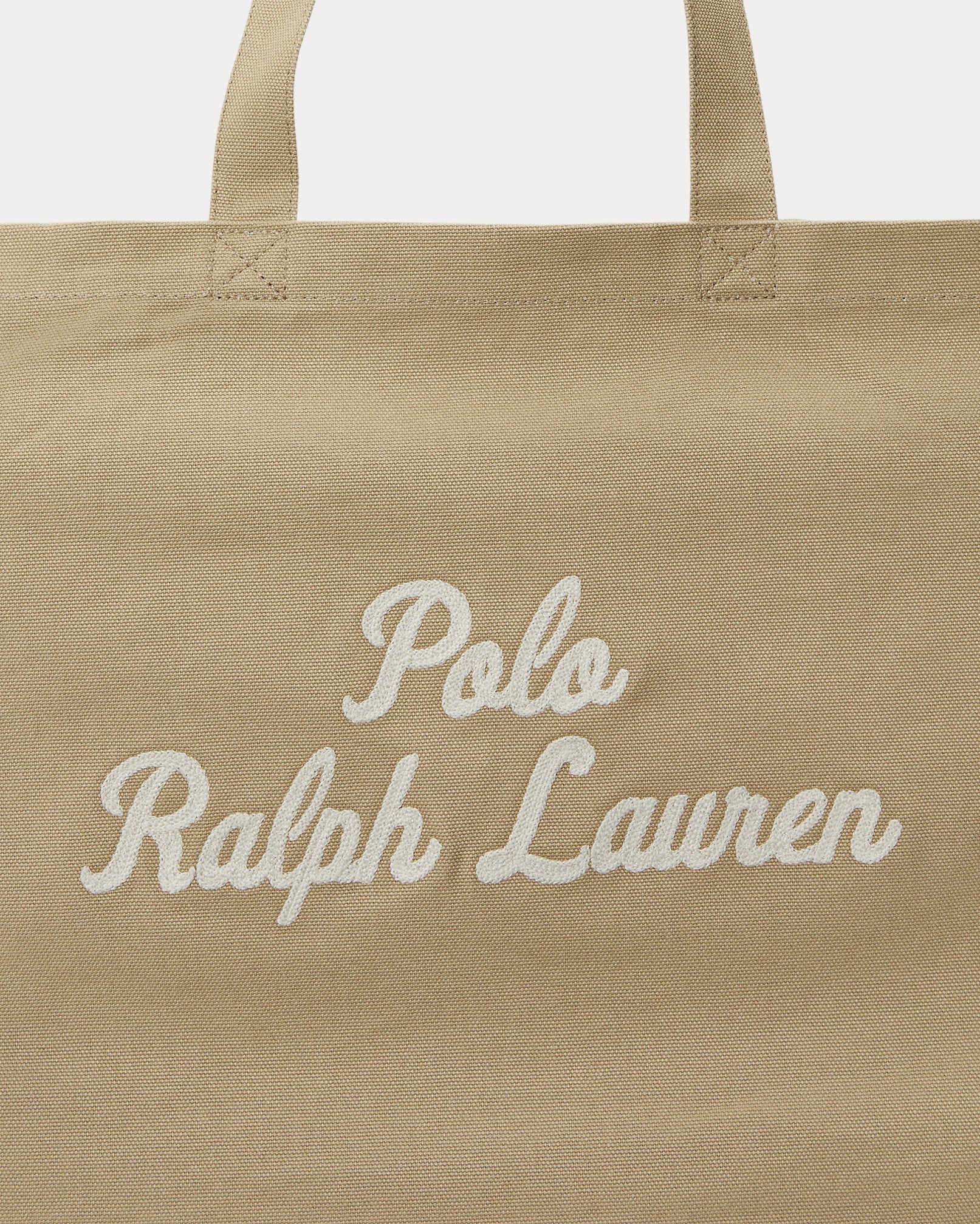 Ralph Lauren Embroidered Canvas Tote  -  Tan