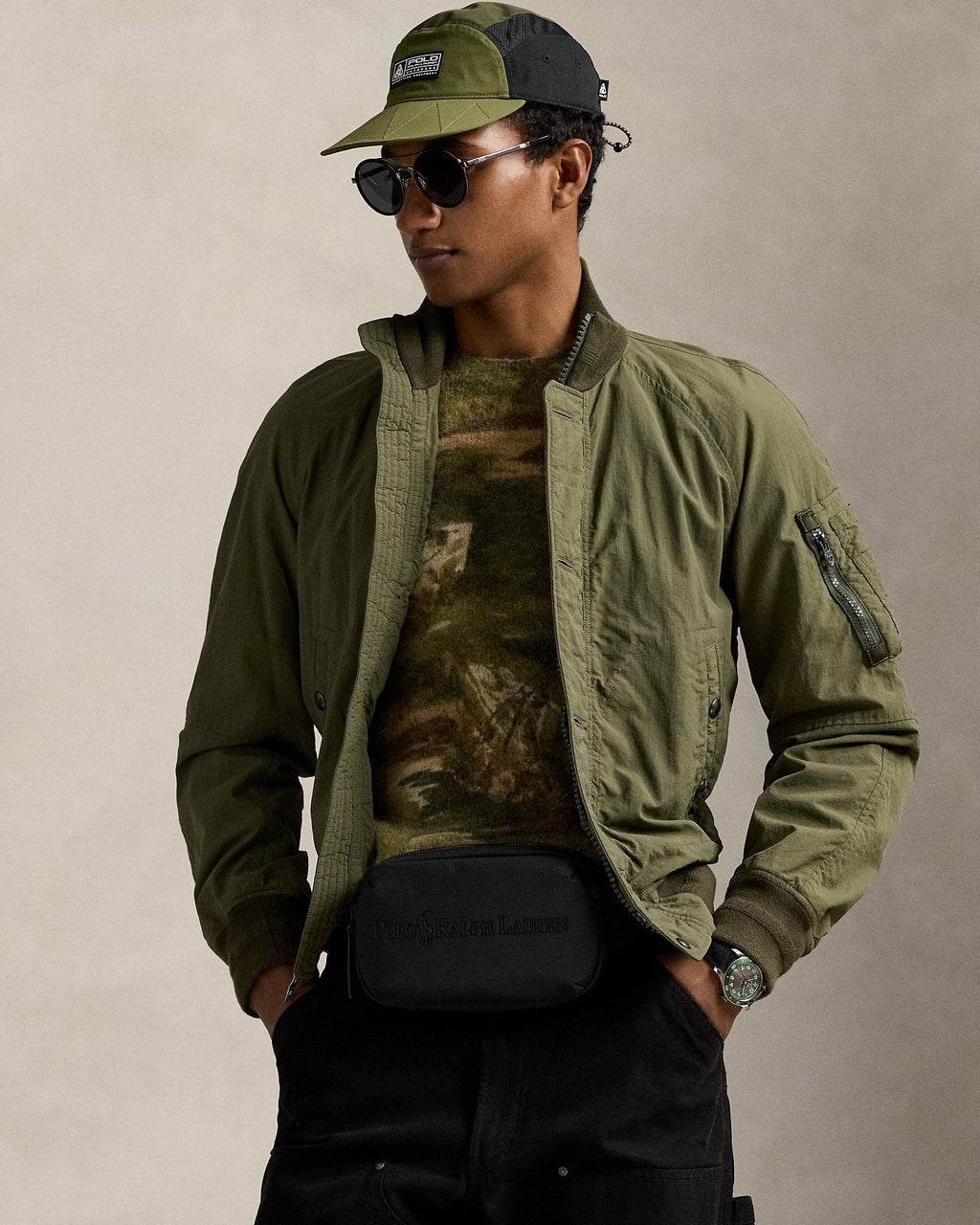 Ralph Lauren Tonal Logo Waistpack  -  Black