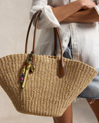 Ralph Lauren Beaded Leather Bag Charm  -  Basil Multi
