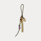Ralph Lauren Beaded Leather Bag Charm  -  Basil Multi