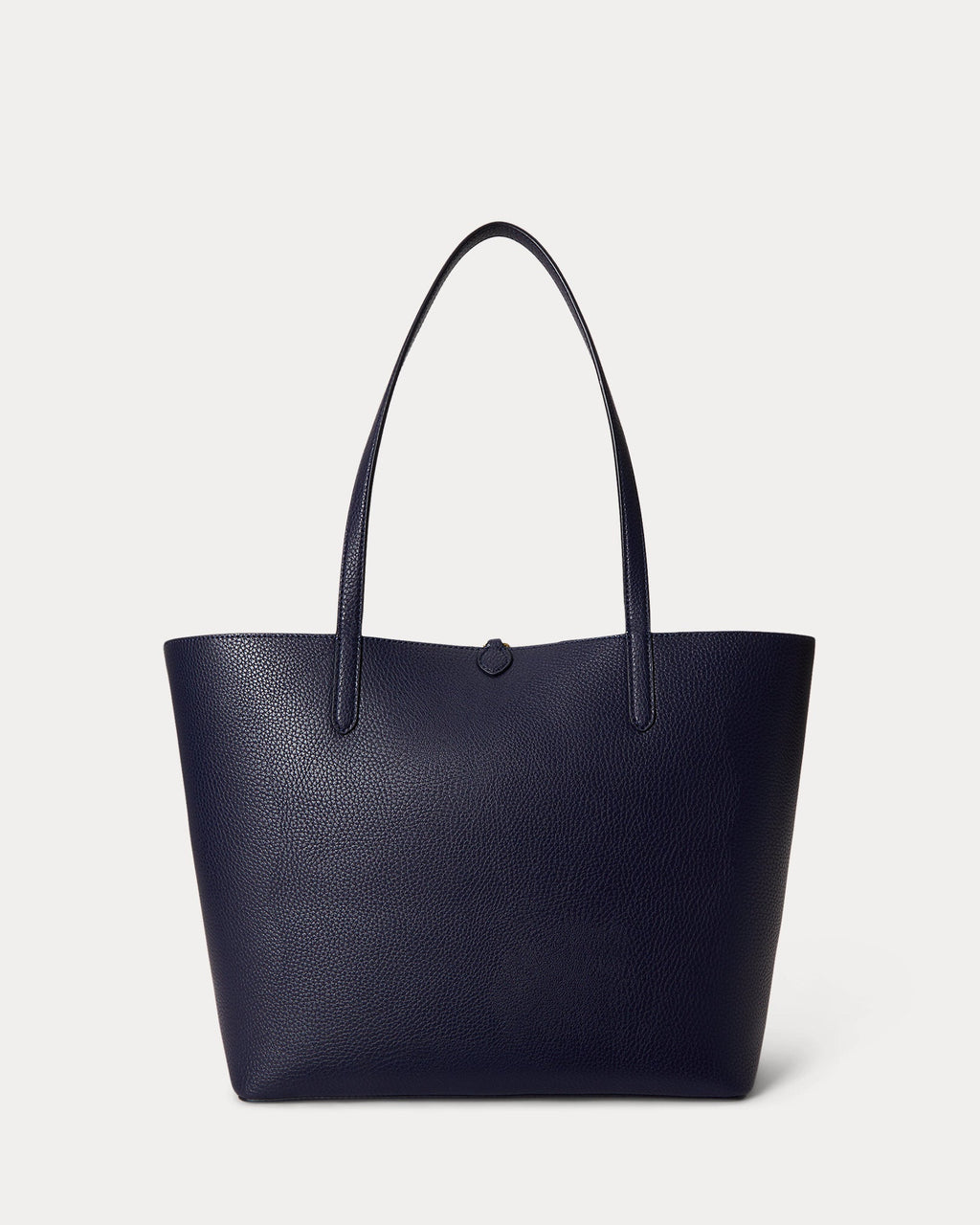 Ralph Lauren Faux-Leather Large Reversible Tote Bag  -  Refined Navy/Skinny Stripe