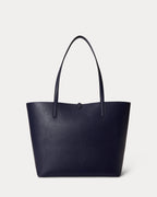 Ralph Lauren Faux-Leather Large Reversible Tote Bag  -  Refined Navy/Skinny Stripe