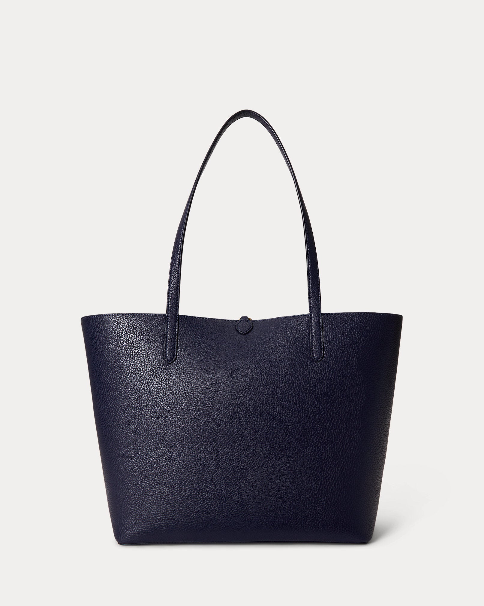 Ralph Lauren Faux-Leather Large Reversible Tote Bag  -  Refined Navy/Skinny Stripe