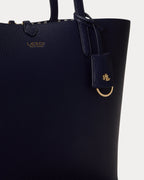 Ralph Lauren Faux-Leather Large Reversible Tote Bag  -  Refined Navy/Skinny Stripe