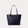 Ralph Lauren Faux-Leather Large Reversible Tote Bag  -  Refined Navy/Skinny Stripe