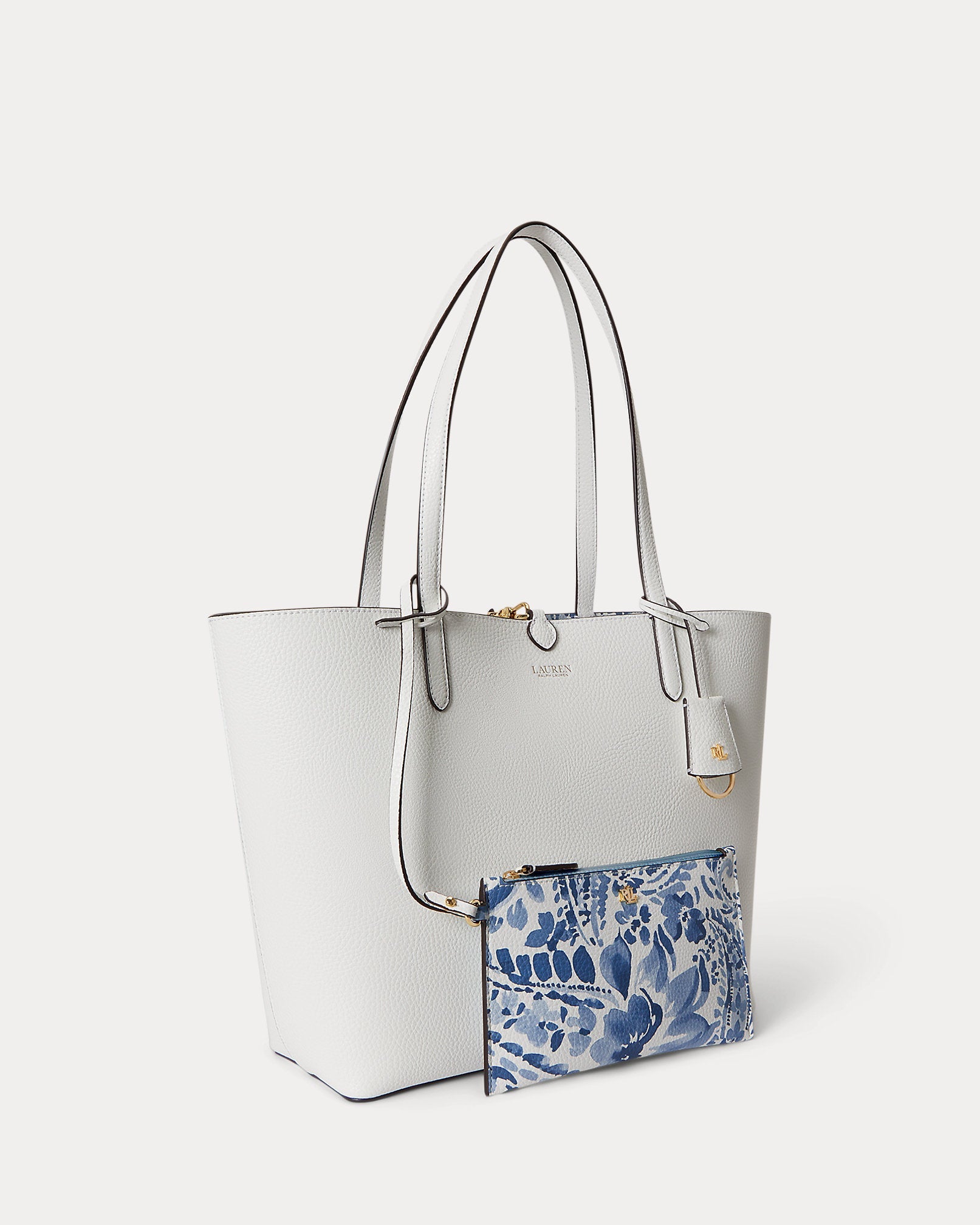 Ralph Lauren Faux-Leather Large Reversible Tote Bag  -  White/Summer Paisley