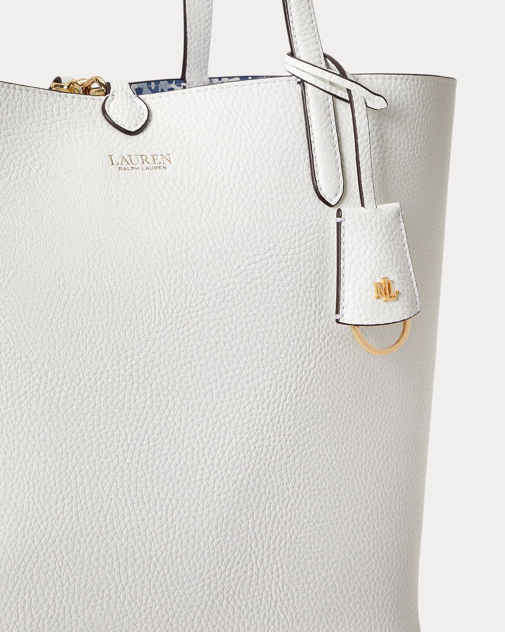 Ralph Lauren Faux-Leather Large Reversible Tote Bag  -  White/Summer Paisley