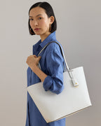 Ralph Lauren Faux-Leather Large Reversible Tote Bag  -  White/Summer Paisley
