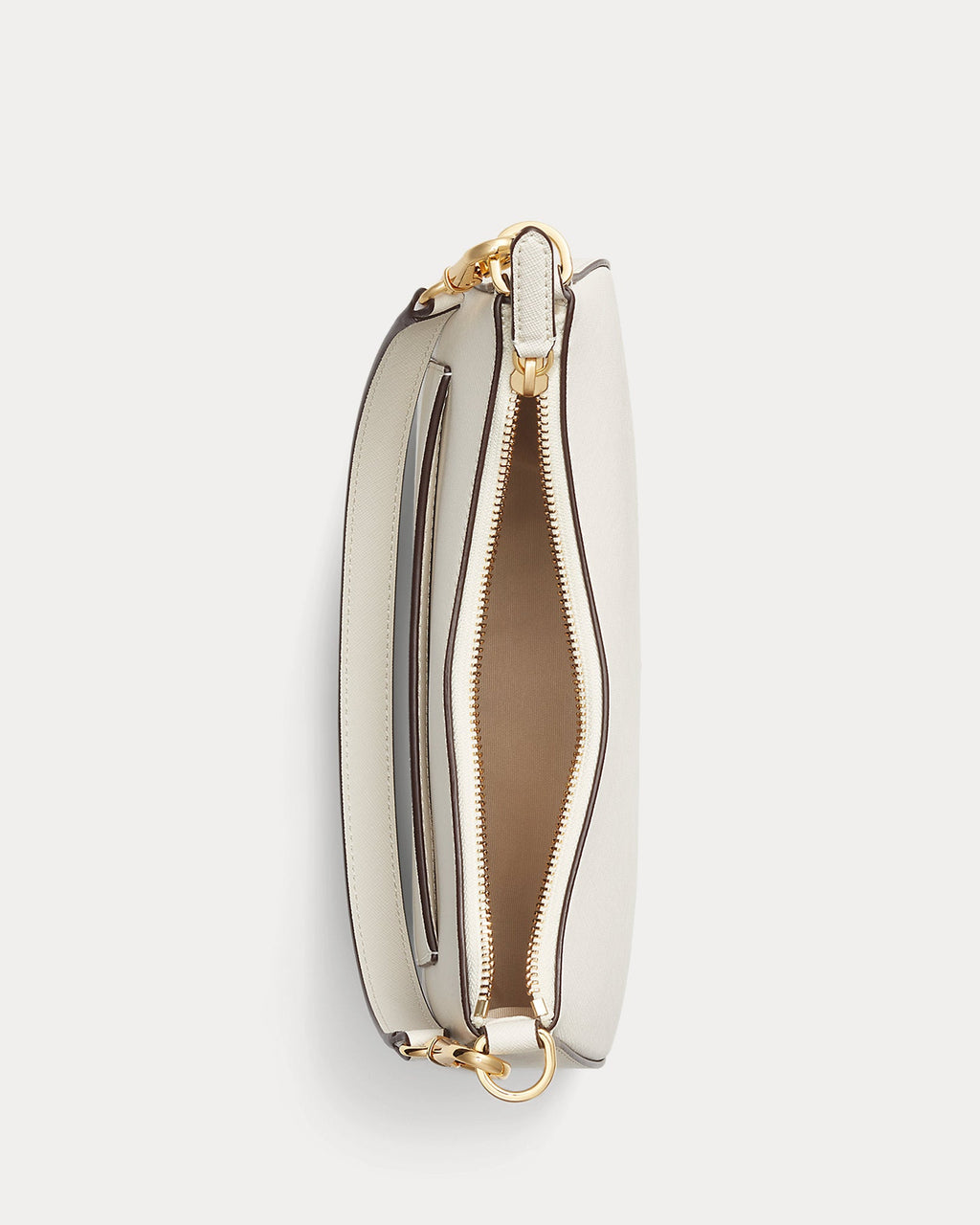 Ralph Lauren Crosshatch Leather Medium Danni Bag  -  Soft White