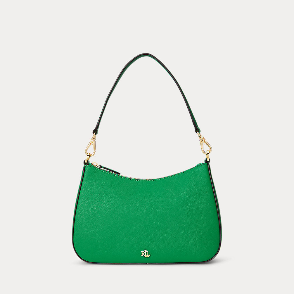 Ralph Lauren Crosshatch Leather Medium Danni Bag  -  Green Topaz