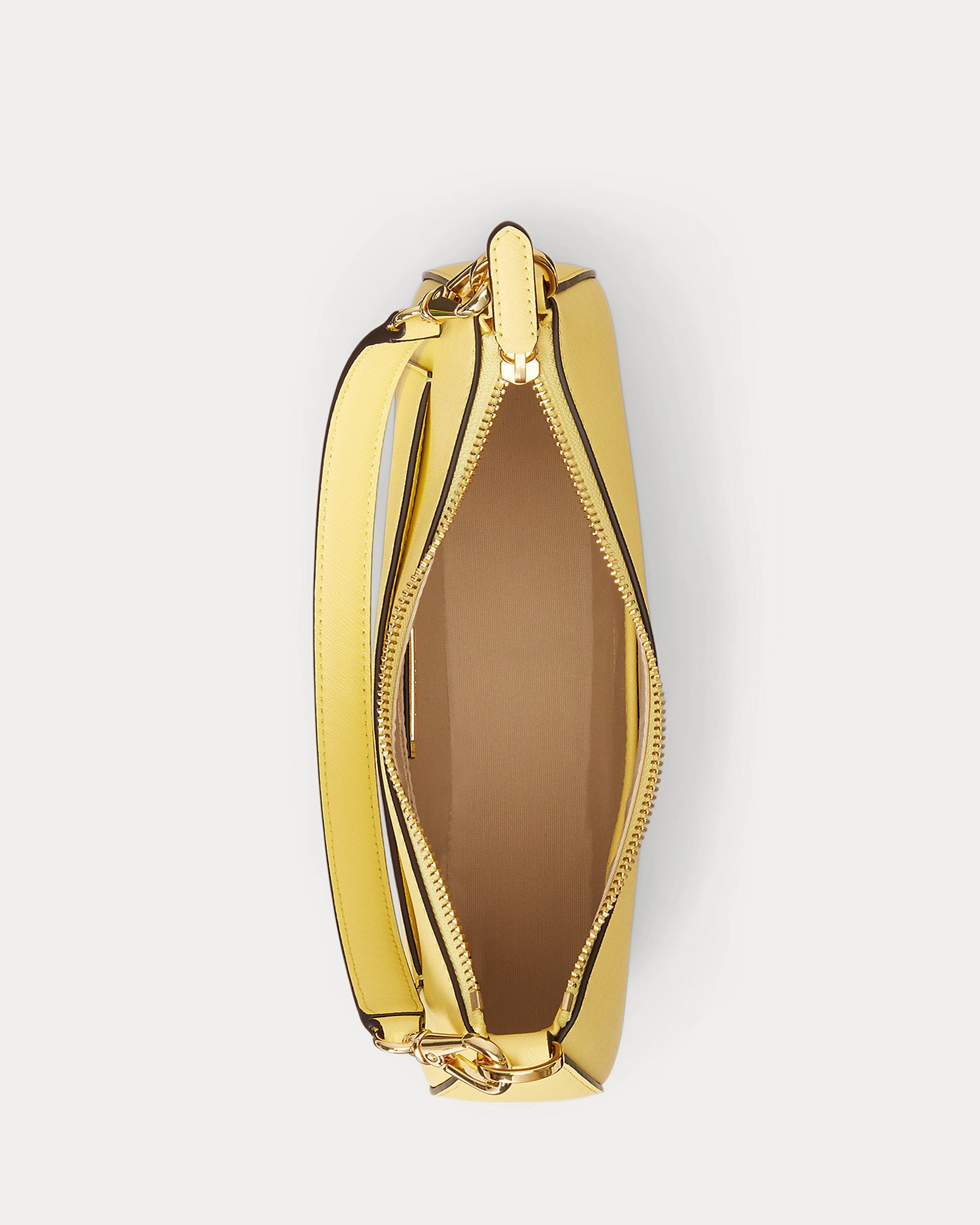 Ralph Lauren Crosshatch Leather Medium Danni Bag  -  Lemon Sorbet