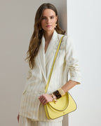 Ralph Lauren Crosshatch Leather Medium Danni Bag  -  Lemon Sorbet