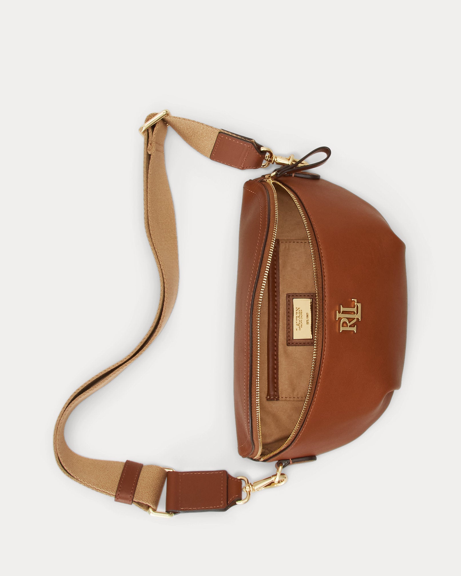 Ralph Lauren Leather Marcy Belt Bag  -  Lauren Tan